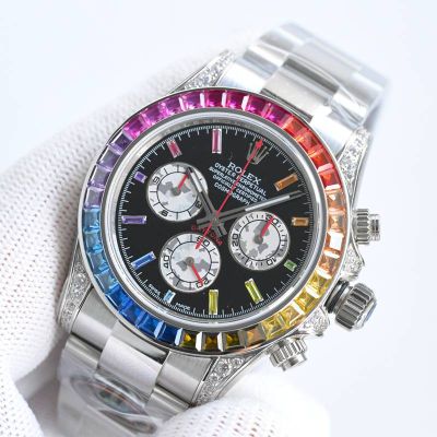 Rolex Rainbow Daytona 18K Gold Card 40mm Dandong 7750 Movement Waterproof 100m Men WG Watch